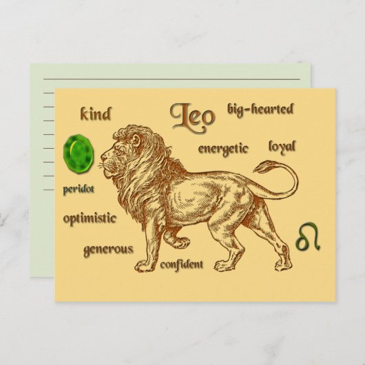 Leo zodiac karakteristieken briefkaart (Voorkant / Achterkant)