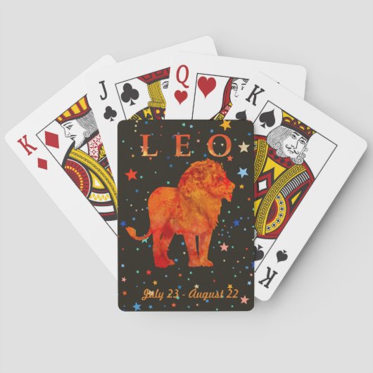 Leo zodiac leeuw kleurrijke sterren pokerkaarten (Achterkant)