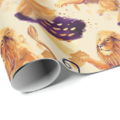 Leo Zodiac Lion GoldenOrange Waterverf Gift Wrap Cadeaupapier (Rol Hoek)