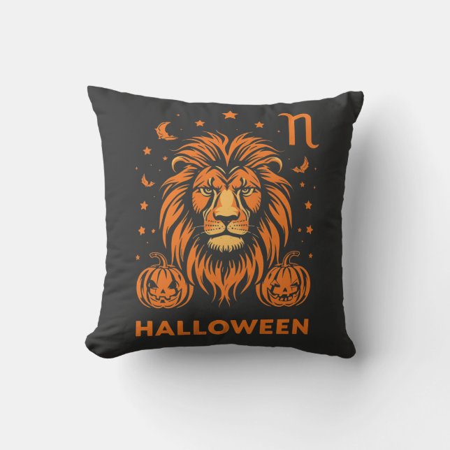 Leo Zodiac Lion Halloween Pumpkins Spooky Kussen (Voorkant)
