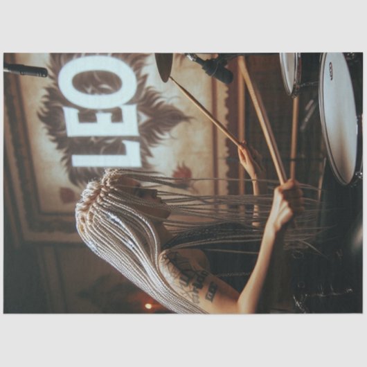 Leo Zodiac Musician Drums Decoupage Tissuepapier (Voorkant)