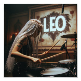 Leo Zodiac Musician Drums Foto Afdruk