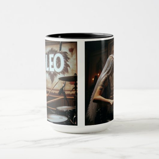 Leo Zodiac Musician Drums Mok (Midden)