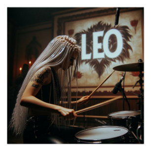 Leo Zodiac Musician Drums Perfect Poster
