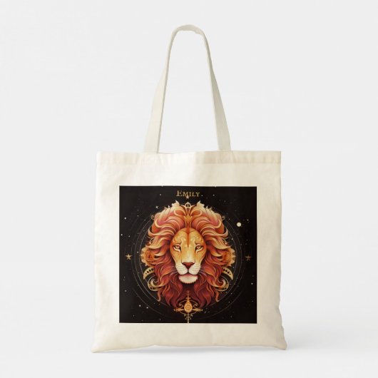 Leo Zodiac Naam toevoegen juli aug Verjaardagscade Tote Bag (Achterkant)