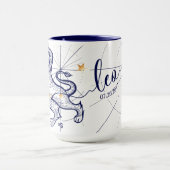 Leo Zodiac Navy Blue & Gold Birth Mok (Midden)