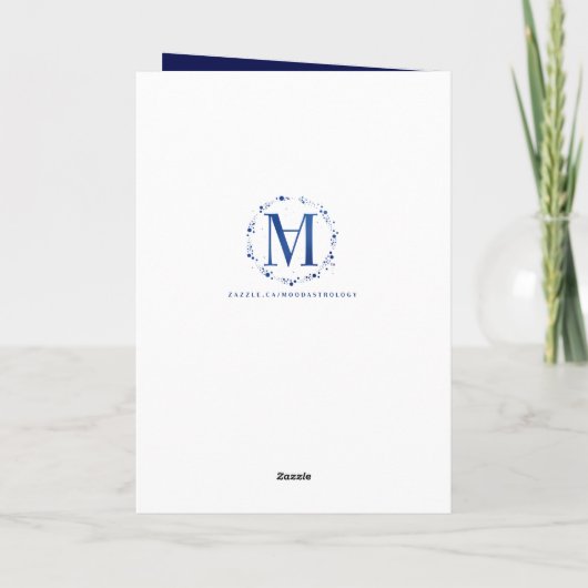 Leo Zodiac Navy & Gold Monochrome Verjaardag Kaart (Achterkant)