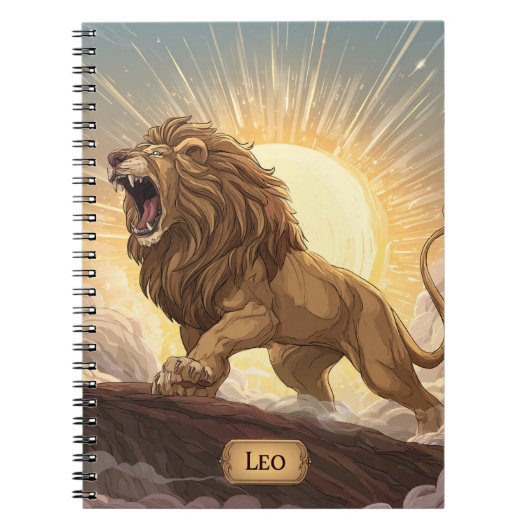 Leo Zodiac Notitieboek – Roaring Sunlit Lion (Voorkant)