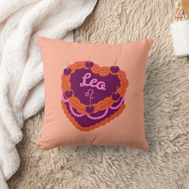 Leo Zodiac Pastel Hart Verjaardagstaart Kussen (Deken)