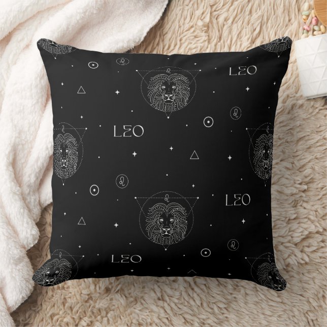Leo Zodiac Pattern in Black and White Kussen (Deken)