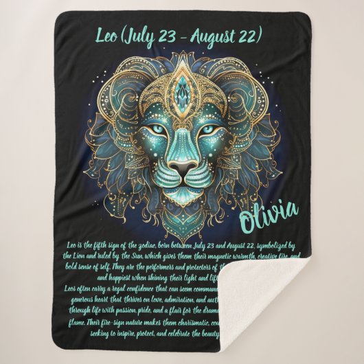 Leo Zodiac – Radiant Strength and Solar Majesty Sherpa Deken (Voorkant)