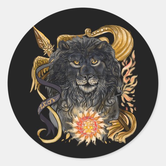 Leo Zodiac Ronde Sticker (Voorkant)