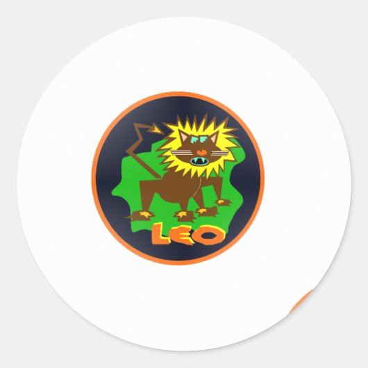 leo zodiac ronde sticker (Voorkant)