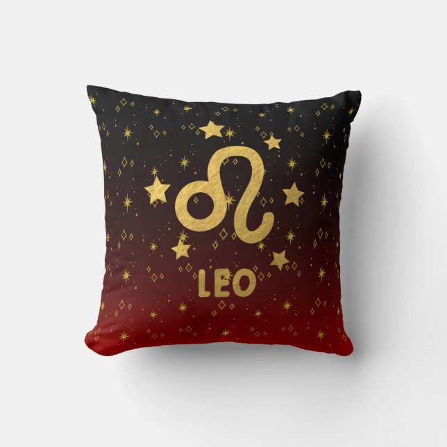 Leo Zodiac Rood en Zwart Sierkussen (Voorkant)