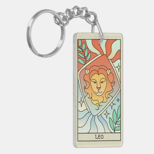 Leo Zodiac Sign Abstract Art Sleutelhanger (Voorkant Links)