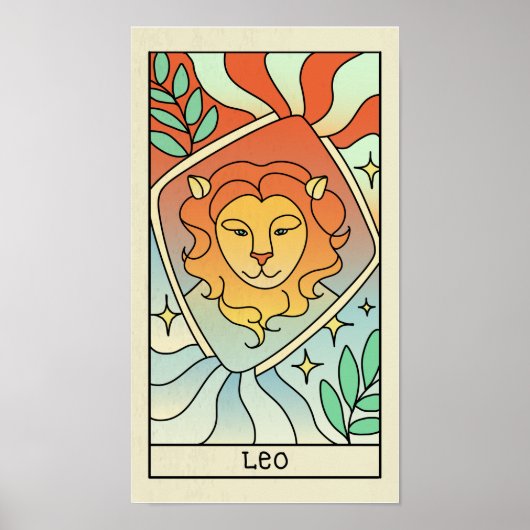Leo Zodiac Sign Abstract Art Vintage Poster (Voorkant)