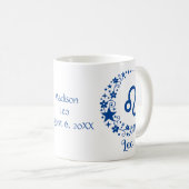 Leo Zodiac Sign Astrology Birthday Blue White Koffiemok (Voorkant rechts)