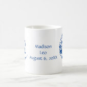 Leo Zodiac Sign Astrology Birthday Blue White Koffiemok (Center)