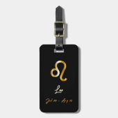 Leo Zodiac Sign Black & Gold Bagagelabel (Voorkant verticaal)