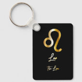Leo Zodiac Sign., Black & Gold Sleutelhanger (Voorkant)