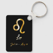 Leo Zodiac Sign., Black & Gold Sleutelhanger (Achterkant)