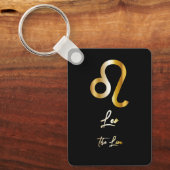 Leo Zodiac Sign., Black & Gold Sleutelhanger (Voorkant)