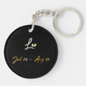 Leo Zodiac Sign., Black & Gold Sleutelhanger (Achterkant)