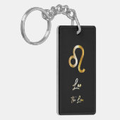 Leo Zodiac Sign., Black & Gold Sleutelhanger (Voorkant Links)