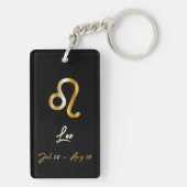 Leo Zodiac Sign., Black & Gold Sleutelhanger (achterkant)