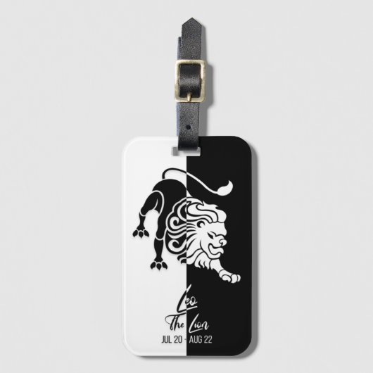Leo Zodiac Sign Black & White Bagagelabel (Voorkant (verticaal))