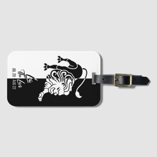 Leo Zodiac Sign Black & White Bagagelabel (Voorkant (horizontaal))