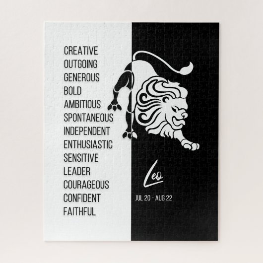 Leo Zodiac Sign. Black & White Jigzaag Puzzle Legpuzzel (Verticaal)