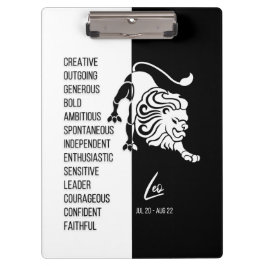 Leo Zodiac Sign Black & White klembord