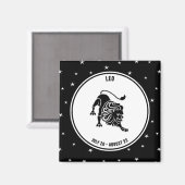 Leo Zodiac Sign. Black & White Magnet (Voorkant / Achterkant)