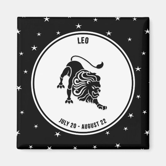 Leo Zodiac Sign. Black & White Magnet (Voorkant)