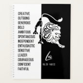 Leo Zodiac Sign. Black & White Planner (Voorkant)