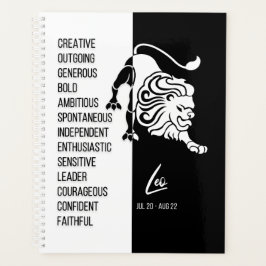Leo Zodiac Sign. Black & White Planner