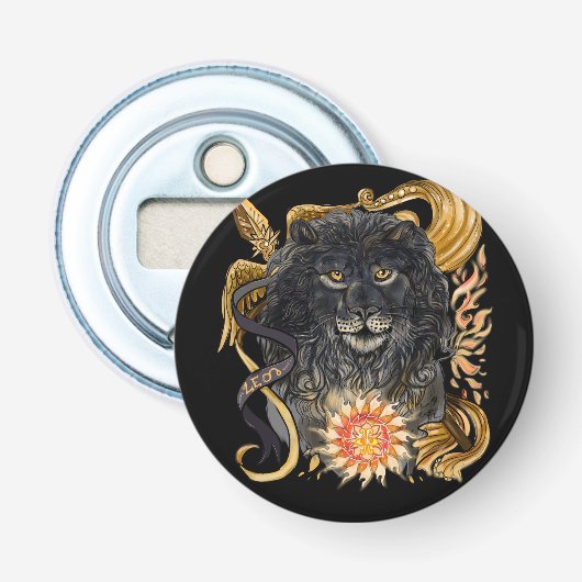 Leo Zodiac Sign Button Flesopener (Voorkant)