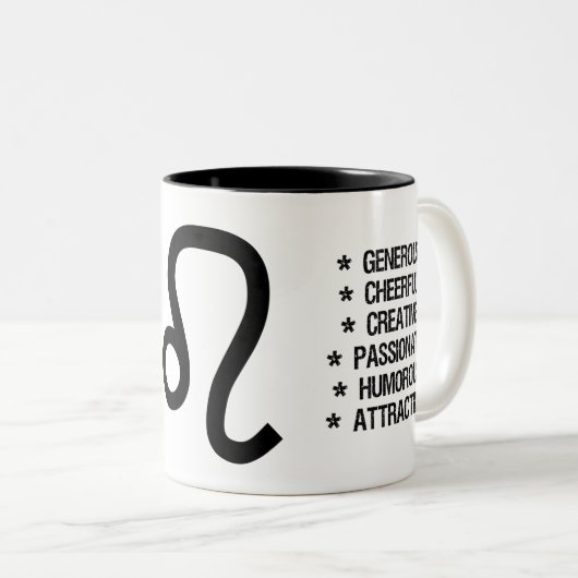 Leo Zodiac Sign ("de leeuw") Tweekleurige Koffiemok (Voorkant rechts)