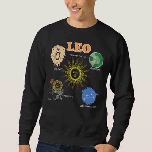Leo Zodiac Sign Feit Elements Horoscope Astrologie Trui (Voorkant)