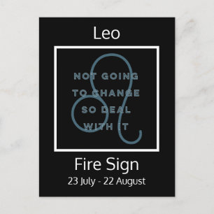 Leo Zodiac Sign Fun Quote in Blue and White Briefkaart