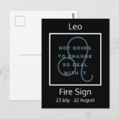 Leo Zodiac Sign Fun Quote in Blue and White Briefkaart (Voorkant / Achterkant)