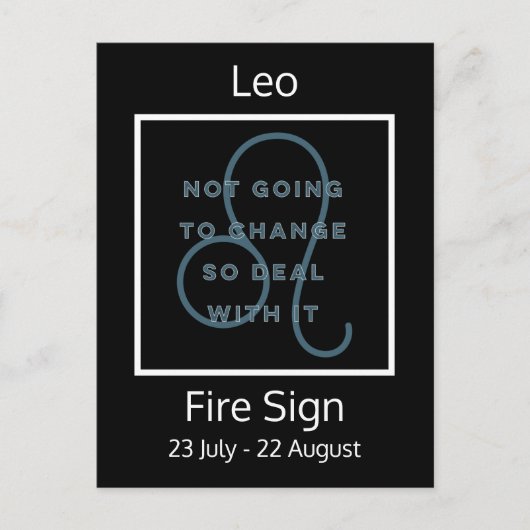 Leo Zodiac Sign Fun Quote in Blue and White Briefkaart (Voorkant)