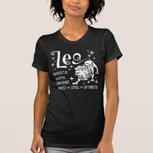 Leo Zodiac Sign Horoscope Personaliteitskenmerken T-shirt (Voorkant)