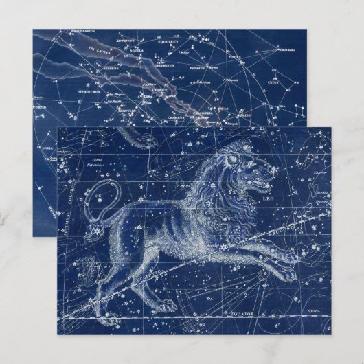 Leo Zodiac Sign  Illustratie Briefkaart (Voorkant / Achterkant)