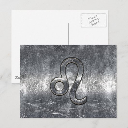 Leo Zodiac Sign in Grunge Distress Decor Briefkaart (Voorkant / Achterkant)