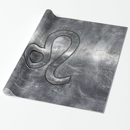 Leo Zodiac Sign in Grunge Distress Decor Cadeaupapier (Uitgerold)