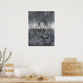 Leo Zodiac Sign in Grunge Distress Decor Poster (Keuken)