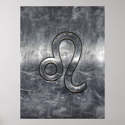 Leo Zodiac Sign in Grunge Distress Decor Poster (Voorkant)