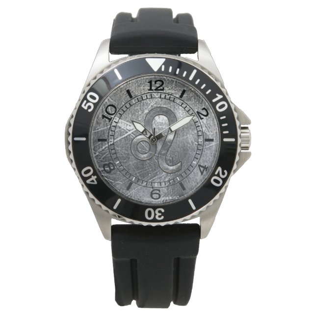 Leo Zodiac Sign in Grunge Distress Dial Horloge (Voorkant)